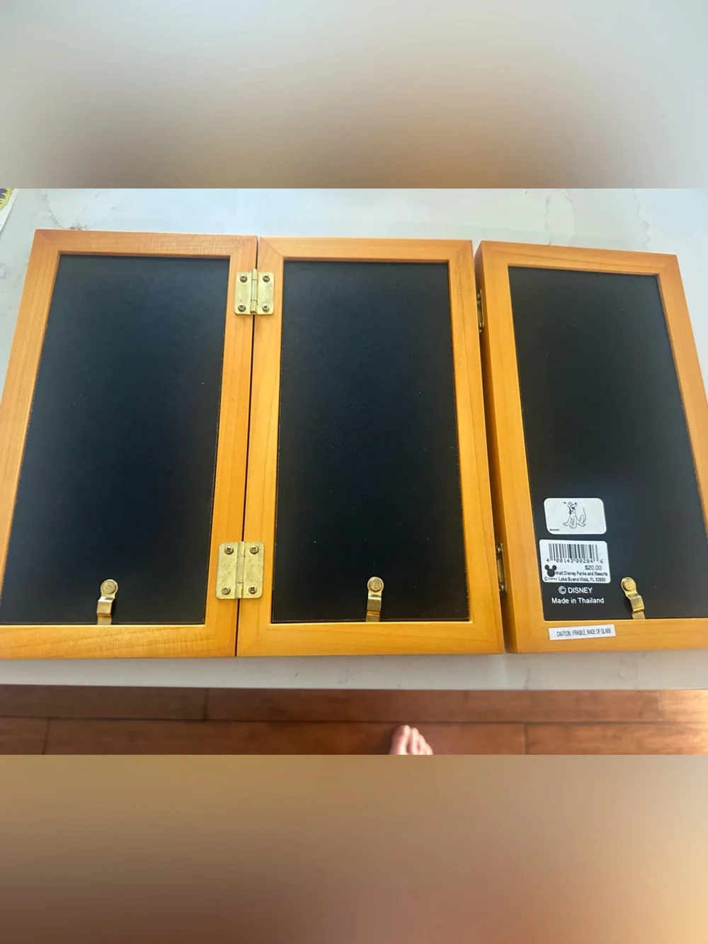 Disney Wooden Tri-Panel Frame with Purple and Orange Artwork
